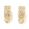 Brass with Cubic Zirconia Pendants, Cadmium Free & Nickel Free & Lead Free, Column, Clear, Real 18K Gold Plated, 10.3x4x7mm, Hole: 1.6mm and 4mm