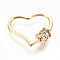 Brass Micro Pave Cubic Zirconia Screw Carabiner Lock Charms, for Necklaces Making, Heart, Clear, Golden, 22x26x2~5.5mm
