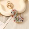 Zinc Alloy Keychain, with Rhinestone, Snake, Crystal, Pendant: 70x50mm