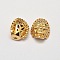 Indian Brass Micro Pave AAA Cubic Zirconia Beads, Cadmium Free & Nickel Free & Lead Free, Hollow, Golden, 14x12.5x8mm, Hole: 1mm