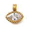 304 Stainless Steel Pendants, Horse Eye Charms, with Rhinestone, Ion Plating(IP), Real 14K Gold Plated, 10x9.5x4mm, Hole: 2.5mm