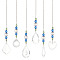6Pcs 6 Style Transparent Glass Pendant Decorations, Hanging Sun Catchers, with Glass Beads, for Home Decoration, Mixed Shapes, 229~250mm, 1pc/style