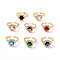 Cubic Zirconia Flat Round Open Cuff Ring, Real 18K Gold Plated Brass Ring for Women, Cadmium Free & Lead Free, Mixed Color, US Size 6 1/2(16.9mm)