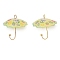 Acrylic Pendants, Umbrella, with Brass Finding , Yellow, 21.5x22mm, Hole: 2mm