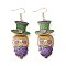 Carnival Theme Glitter Zinc Alloy Dangle Earrings, Human, Colorful, 74x24.5mm