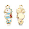 Alloy Pendants, with Enamel, Sea Horse, Light Gold, Sky Blue, 21x9x2mm, Hole: 2mm