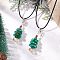 2Pcs 2 Styles Electroplate Glass Beaded Dark Cyan Christmas Tree & Alloy Star Pendant Black Waxed Cotton Cord Necklaces, Antique Silver, Mixed Color, 21.26 inch(54cm), 1pc/style