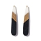 Opaque Resin & Walnut Wood Pendants, Teardrop Charms, Black, 44x7.5x3.5mm, Hole: 1.5mm