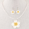 Flower Polymer Clay with Wax Cord Pendant Necklaces & Dangle Earrings Sets, White, 400mm