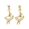Brass Micro Pave Cubic Zirconia Pendants, Cadmium Free & Lead Free, with Shell, Real 18K Gold Plated, Ballet Dancer, Clear, 22x13x2.5mm, Hole: 3.5x5mm