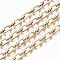 Brass Chains, Rectangle Link Chains, Unwelded, Cadmium Free & Nickel Free & Lead Free, with Spool, Real 16K Gold Plated, Rectangle: 6.5x4.6x1mm, Link: 5.8x2.5x1.2mm, about 16.4 Feet(5m)/roll