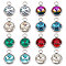 16Pcs 8 Colors Glass Charms, Faceted, with 304 Stainless Steel Findings, Flat Round, Mixed Color, 14x10x6.5mm, Hole: 2.5mm, 2Pcs/color