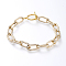 Aluminum Paperclip Chain Bracelets, with Alloy Toggle Clasps, Textured, Light Gold & Golden, 7-1/4 inch(18.5cm)
