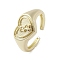 Brass Adjustable Open Rings, Cadmium Free & Nickel Free & Lead Free, Heart, Capricorn, US Size 7 3/4(17.9mm)