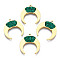 316 Surgical Stainless Steel Pendants, with Micro Pave Cubic Zirconia, Real 14K Gold Plated, Double Horn/Crescent Moon, Green, 17.5x16x2mm, Hole: 1mm
