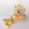 Fashionable Brass Micro Pave Cubic Zirconia Fold Over Clasps, Mighty Leopard, Cadmium Free & Lead Free, Golden, 47x21.5x19mm, Hole: 4~8mm
