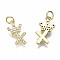 Brass Micro Pave Clear Cubic Zirconia Pendants, with Jump Ring, Nickel Free, Letter, Real 16K Gold Plated, Letter.X, 17.5x9x2mm, Jump Ring: 5x0.8mm, Inner Diameter: 3mm
