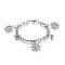 Tarnish Resistant 304 Stainless Steel Charm Bracelets, with 201 Stainless Steel Ring, with Lobster Claw Clasps, Round and Helm, Stainless Steel Color, 7-1/2 inch(19cm), Charm: 8.5x6mm and 23.5x21mm