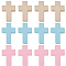 90Pcs 3 Styles Wood Pendants, Dyed, Religion Cross Charms, Mixed Color, 21.5~22x14.5~15x4.2~4.5mm, Hole: 1.2~2mm, 30pcs/style