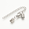 Tarnish Resistant 304 Stainless Steel Chain Extender, Soldered, with Folding Crimp Ends, Stainless Steel Color, 35.5mm long, Lobster: 10x7x3.5mm, Cord End: 10x4.5x3mm, 3mm Inner Diameter, Chain Extenders: 48~50mm