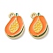 Fruit Alloy Enamel Charms, Pawpaw, Light Gold, Orange, 16.5x12x1.5mm, Hole: 1.5mm