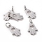 Non-Tarnish 304 Stainless Steel Pendants, Hamsa Hand/Hand of Fatima/Hand of Miriam with Heart, Stainless Steel Color, 15x9.5x1mm, Hole: 4mm