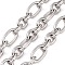 Tarnish Resistant 304 Stainless Steel Figaro Chains, Unwelded, with Spool, Stainless Steel Color, 17x10x2mm and 11x8.5x2mm, about 16.40 Feet(5m)/Roll