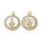 Gesture Theme Brass Micro Pave Cubic Zirconia Pendants, with Shell, Flat Round, Cadmium Free & Lead Free, Real 18K Gold Plated, 21.5x19x4mm, Hole: 3mm