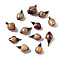 Handmade Natural Real Rose Dried Flower Pendants, Covered with Clear Epoxy Resin, with 304 Stainless Steel Peg Bails Pendants, Stainless Steel Color, Purple, 15.5~18x8~12.5x8~11.5mm, Hole: 1.4mm
