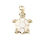 Rack Plating Brass Micro Pave Cubic Zirconia Pendants, with Enamel & Jump Ring, Cadmium Free & Lead Free, Long-Lasting Plated, Real 18K Gold Plated, Sea Turtle Charm, White, 22.5x17x3mm, Hole: 3.2mm