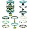 11Pcs 11 Style Alloy Enamel Clover & Cloth Flower Tassel Charm Stretch Bracelets Set, Polymer Clay Heishi Surfer Bracelets, Preppy Jewelry for Saint Patrick's Day, Green, Inner Diameter: 2-1/8 inch(5.3cm), 1Pc/style