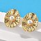 Oval Brass ABS Plastic Imitation Pearl Stud Earrings, Long-Lasting Plated, Lead Free & Cadmium Free, Real 18K Gold Plated, 29.5x23mm
