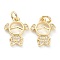 Brass Micro Pave Clear Cubic Zirconia Pendants, Long-Lasting Plated, Girl, Real 18K Gold Plated, 15x11.5x2mm, Hole: 3mm
