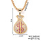 Fashion Hip-hop Street Style Brass Old Rose & Clear Cubic Zirconia Money Bag Pendant Box Chain Necklaces, Golden, 23.62 inch(60cm)