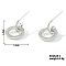Geometric Brass Clear Cubic Zirconia Ring Stud Earrings, Fashion Chanel Style Jewelry, Silver, 19x14mm