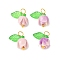 Flower Shape Synthetic Shell Charms, with Brass Ball Head Pins & Transparent Acrylic Charms, Lavender, 13x11x6.5mm, Hole: 3mm