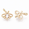 Brass Micro Cubic Zirconia Charms, Nickel Free, Real 18K Gold Plated, Butterfly, Clear, 10x10x3mm, Hole: 1.2mm