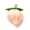 Opaque Resin Pendants, with Platinum Iron Loop, AB Color, Peach, 26x22x17.5mm, Hole: 2mm