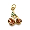Brass Micro Pave Clear Cubic Zirconia Pendants, Cherry Charms, Long-Lasting Plated, Rack Plating, Lead Free & Cadmium Free, with Jump Ring, Real 18K Gold Plated, 16.5x12.5x3mm, Hole: 3mm