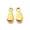 304 Stainless Steel Stamping Blank Tag Charms, Teardrop Charm, Real 18K Gold Plated, 8x4x1mm, Hole: 1.2mm