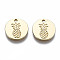 Alloy Charms, Cadmium Free & Nickel Free & Lead Free, Flat Round with Pineapple, Real 16K Gold Plated, 12x1.5mm, Hole: 1.2mm