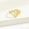 Brass Alphabet Adjustable Rings for Women, Cadmium Free & Nickel Free & Lead Free, with Heart, Letter Y, 17mm, US Size 6 1/4(16.7mm)