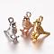 Brass Charms, Bird, Mixed Color, 14x12x5mm, Hole: 1mm