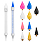 2Pcs Plastic Nail Art Rhinestones Pickers Pens, with 10Pcs Wax & Stainless Steel Pen Head, Nail Art Dotting Tools, Mixed Color, 14.4x1cm