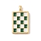 Rack Plating Brass Enamel Pendants, Cadmium Free & Lead Free, Long-Lasting Plated, Real 18K Gold Plated, Rectangle with Tartan Charm, Dark Green, 28x16.5x3mm, Hole: 4x3mm