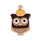 Thanksgiving Day Theme Alloy Enamel Pendants, Golden, Owl, 25.5x16.5x1.5mm, Hole: 1.6mm