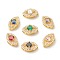 Rack Plating Brass Cubic Zirconia Multi-Strand Links, Cadmium Free & Lead Free, Long-Lasting Real 18K Gold Plated, Eye, Mixed Color, 14x8.5x6.5mm, Hole: 11x6mm