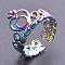 Fashionable 304 Stainless Steel Cuff Rings, Adjustable Rings, Crown, Multi-color, US Size 7(17.3mm)