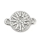 Brass Micro Pave Clear Cubic Zirconia Sun Connector Charms, Flat Round Links, Cadmium Free & Nickel Free & Lead Free, Platinum, 13x9x2mm, Hole: 1.2mm