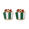Ion Plating(IP) 304 Stainless Steel Charms, with Enamel, Gift Box Charm, Golden, 14x12x1.5mm, Hole: 1.5mm